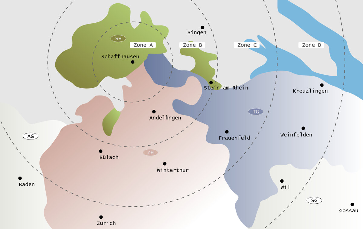 Grafik Karte des Einzugsgebietes Klavierstimmungen